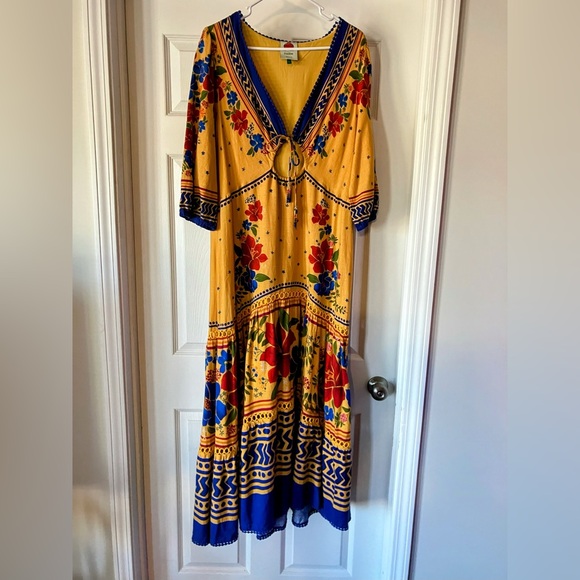 FARM Rio Dresses & Skirts - Farm Rio Yellow Floral Yard Maxi Dress Large